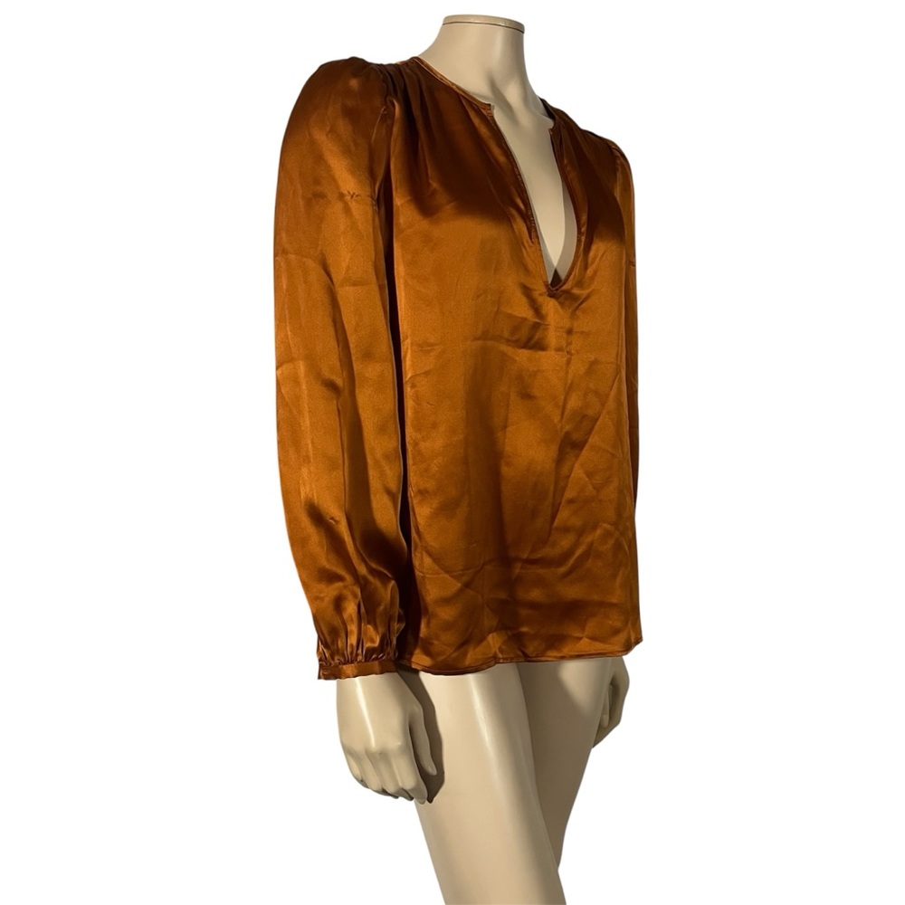 NWT L’agence Lou Silk Blouse Turmeric Burnt Orange Colour - Picture 7 of 11